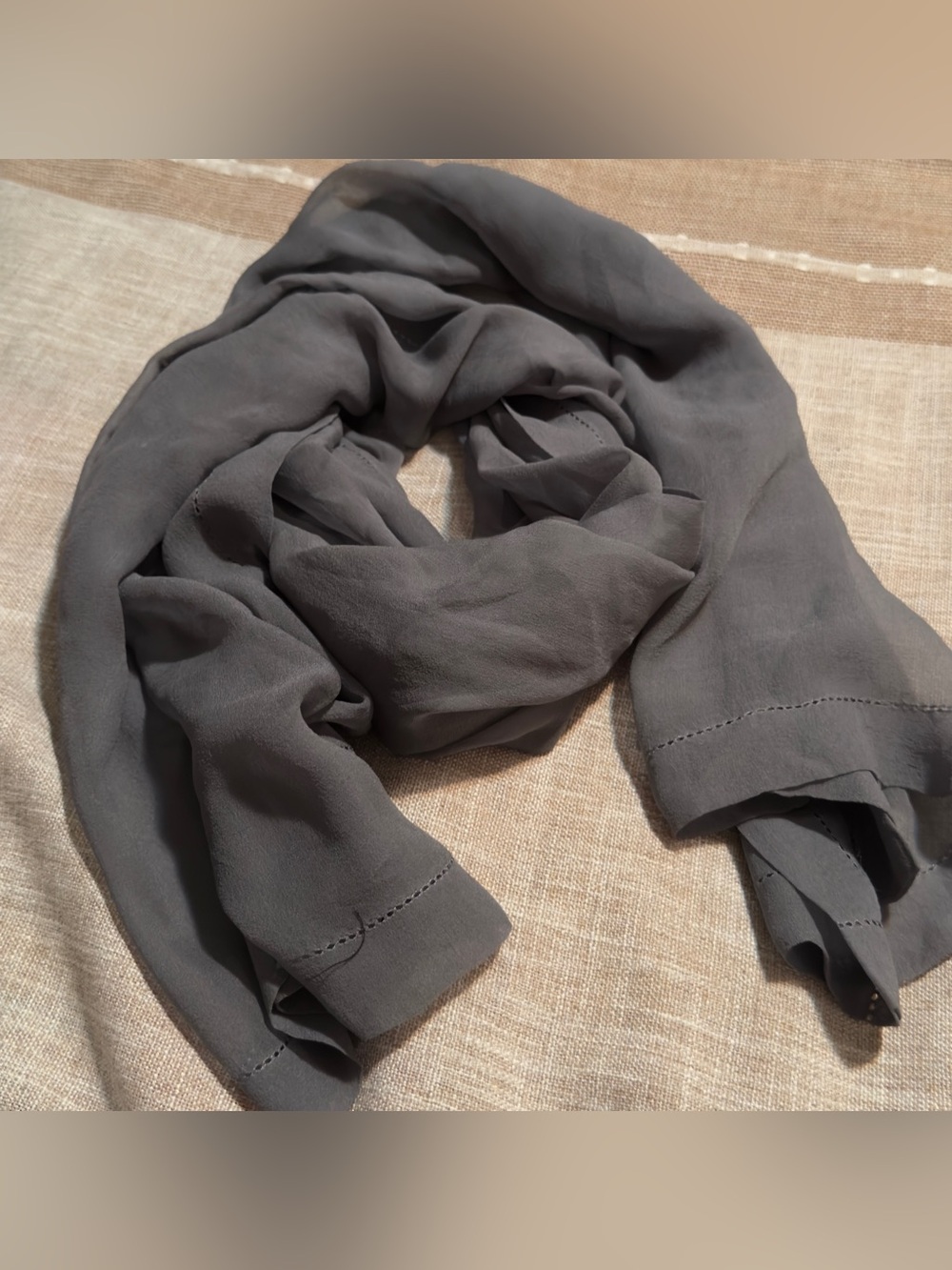 Calvin Klein #010Charcoal Gray silk Scarf/ shawl